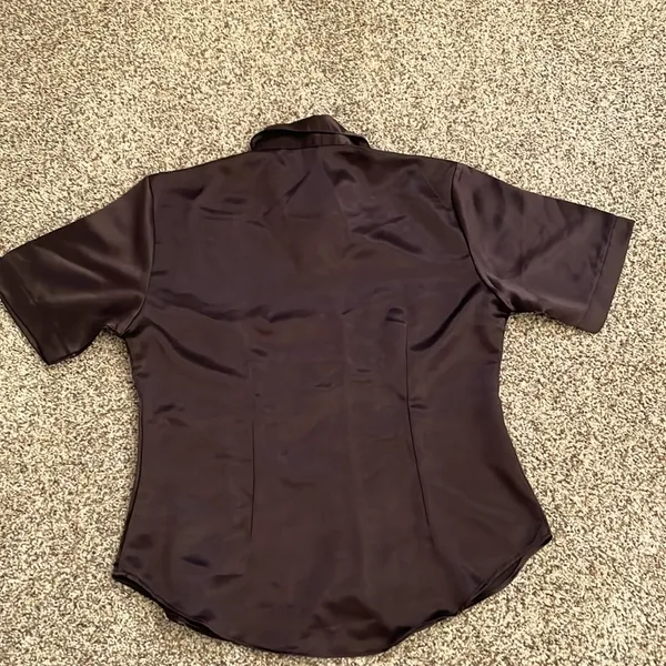Chocolate brown Satin short sleeve shirt NWOT - Image 3