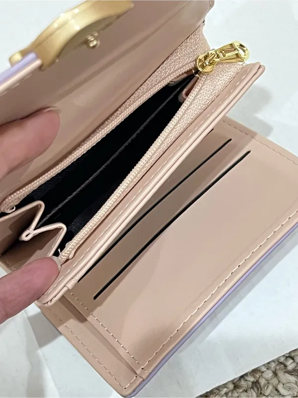 Roulens Lavender Purple RFID Blocking PU Leather Leaf Pendant Card Holder Wallet - Image 3