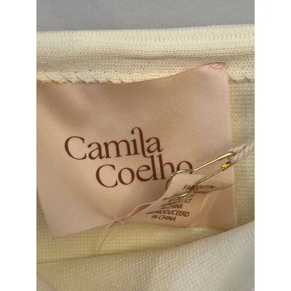 Camila Coelho camisole embellished with braided straps in a cream knit fabric M - Image 5