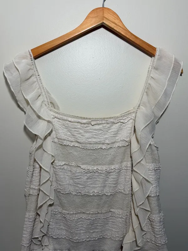 Anthropologie Ruffle Lace Trim Blouse - Image 2
