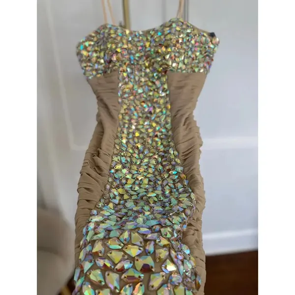 La Femme Cocktail Dress Sparkle Jeweled Ruched Party Wedding Bachelorette Rich - Image 6