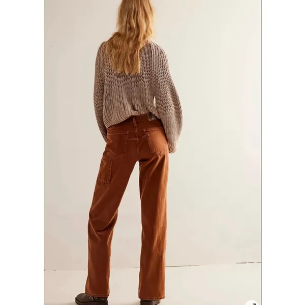 Free People We The Free Tinsley Baggy High-Rise Jeans NWOT Size 24 Chocolate - Image 3