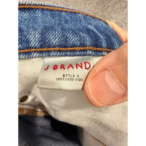 J Brand Women Jeans 24 Blue Vida Distressed Straight Leg Raw Hem 1257U353 - Image 6