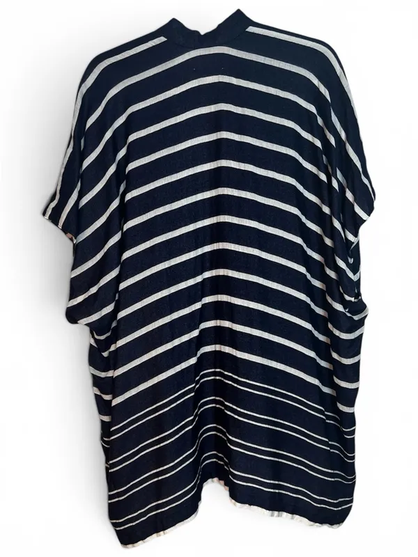 LOFT Kimono Nautical Navy and White Striped Open-Front Cardigan - Image 3