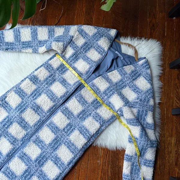 Baltic Born Blue & Cream Plaid Breckenridge Long Sherpa Jacket - Image 6