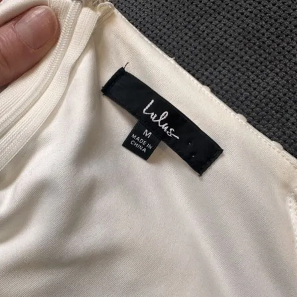 Lulus Affectionate Aura White Swiss Dot Tiered Bustier‎ Midi Dress Medium - Image 11