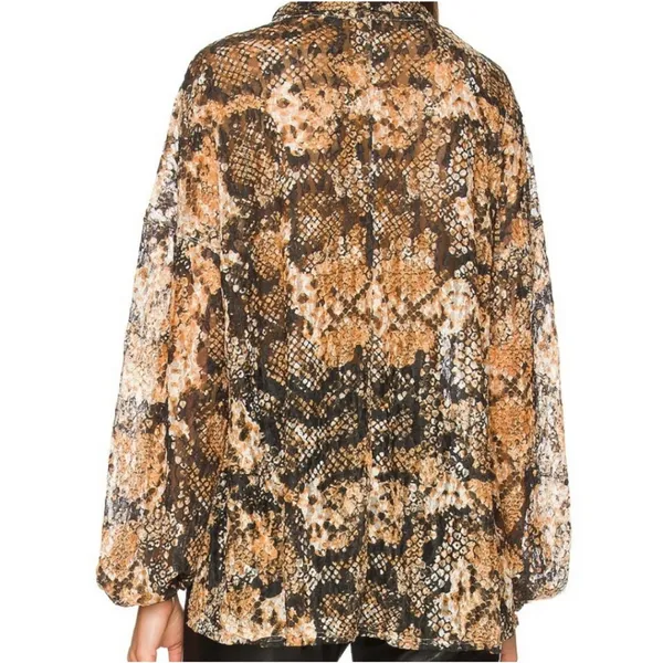 Free People Women’s Size‎ Large Out For The Night Snakeskin Print Blouse - Image 2