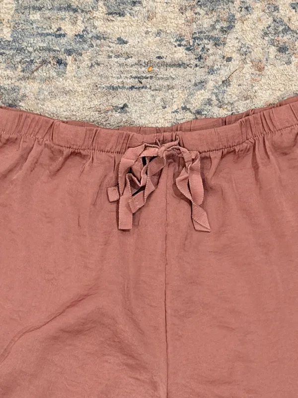 aerie Mauve Elastic-Waist Lounge Shorts with Lace Trim - Image 2