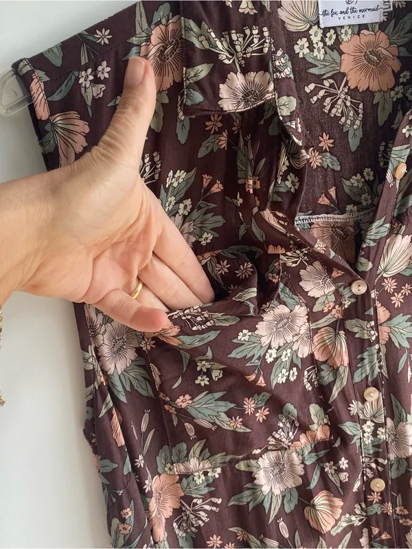 The Fox and The Mermaid mixed floral print sleeveless midi shirt dress india L - Image 3