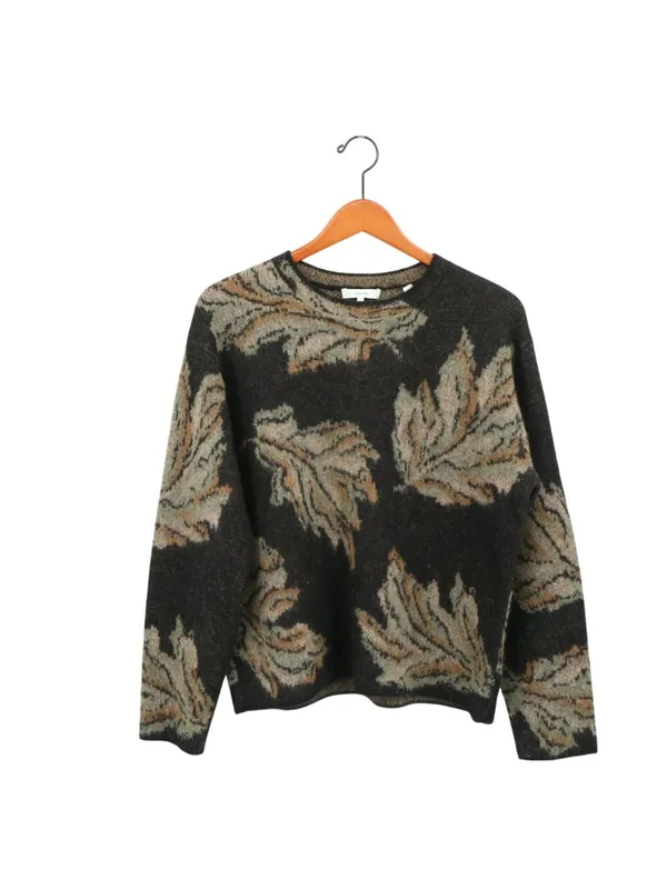 Vince Leaf Jacquard Pullover Alpaca Mohair Wool Blend Sweater M - Image 5