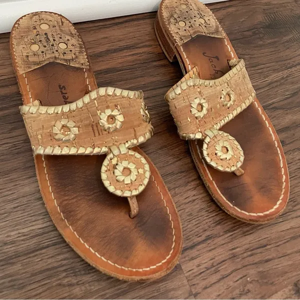 Jack Rogers Jacks ll Cork Gold Thong Sandal Sz 7 - Image 4