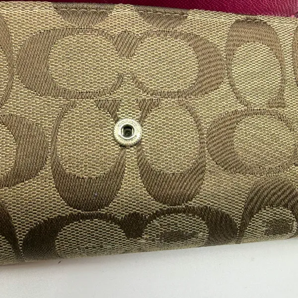 Coach Signature C Flap Red Canvas Leather Wallet - Image 6