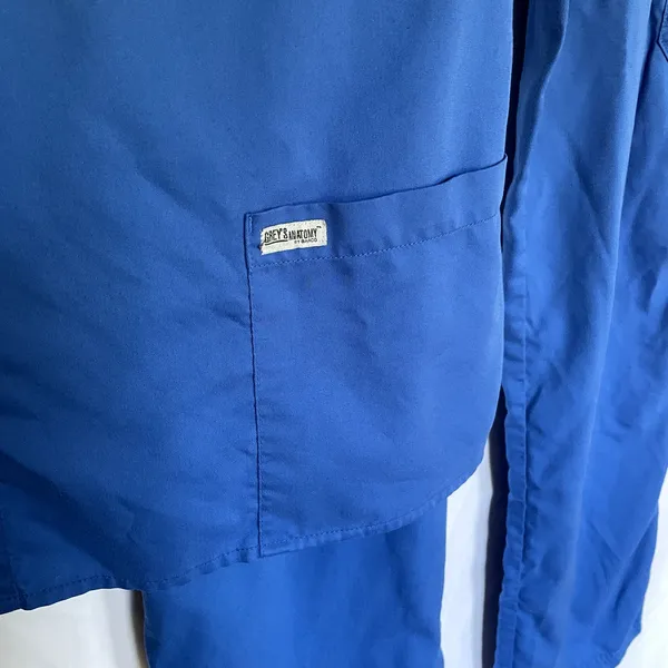 Grey's Anatomy by Barco blue scrubs set workwear pockets women's size medium - Image 3