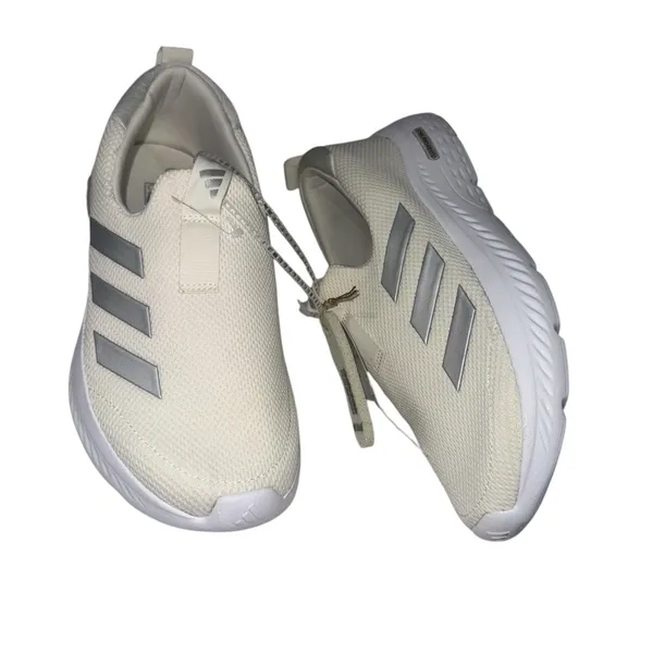 NWT Adidas Cloudfoam Move Lounger Shoes Slip On Off White / Silver Metallic - Image 10
