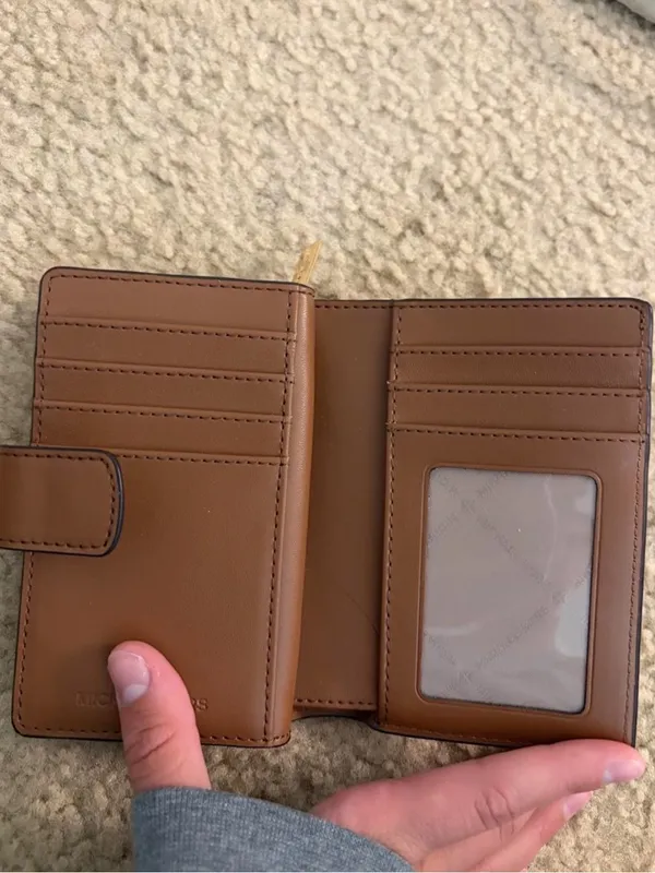Michael Kors Brown and White Monogram Wallet - Image 2