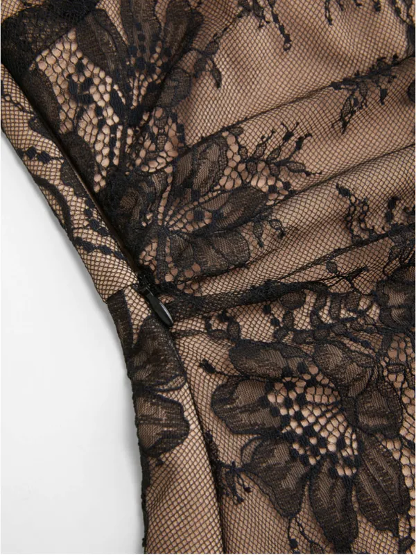 Cider Black Lace Stand Collar Long Sleeve Straight Mini Dress Size 10 - Image 11