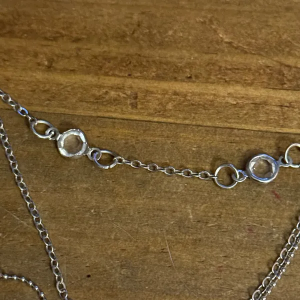 Silver tone multi layered crescent moon drop pendant necklace - Image 3