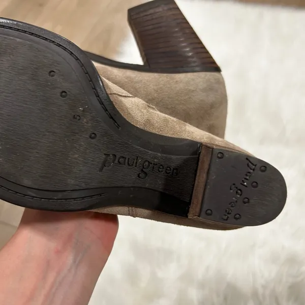 Paul Green Suede Block‎ Heel Ankle Boots Taupe Women's Size 5 - Image 6