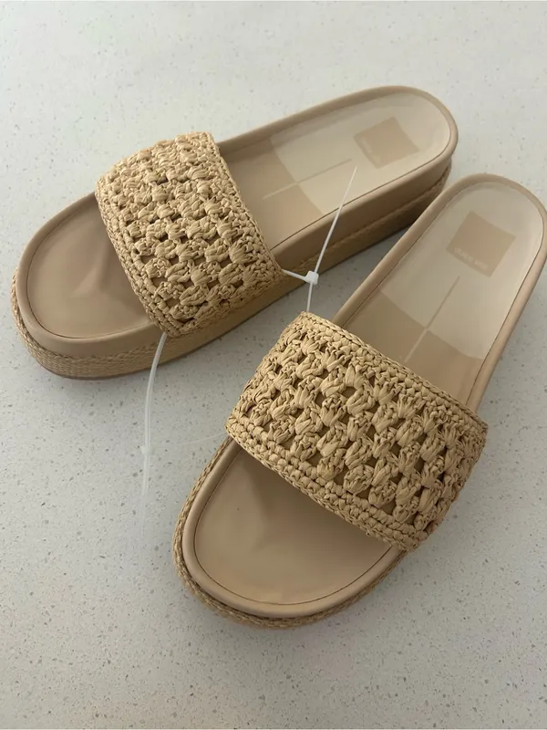 Dolce Vita Sidona Sandals Slides Natural Raffia Women’s 10 $120 - Image 5