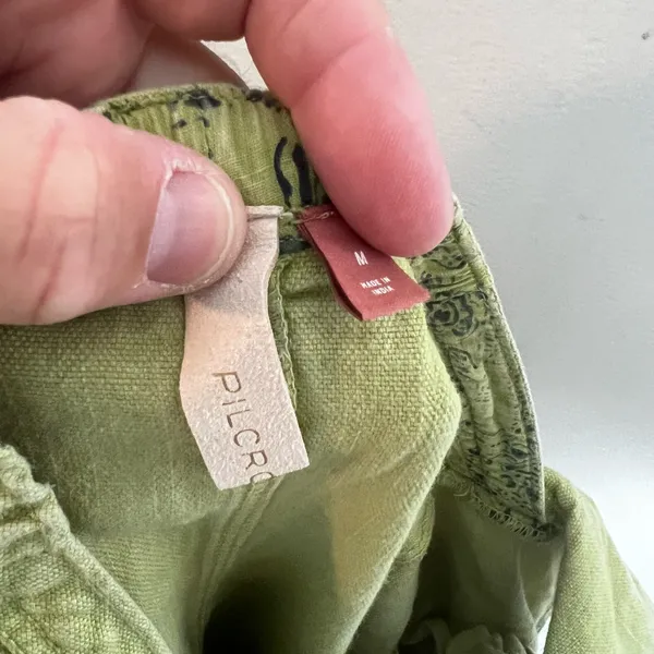 ANTHROPOLOGIE- Pilcro Flutter Sleeve Midi Dress Linen Green Boho Raw Hem Ruffle - Image 6