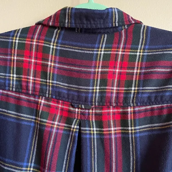 American Eagle‎ red blue Plaid button down sz Small - Image 10