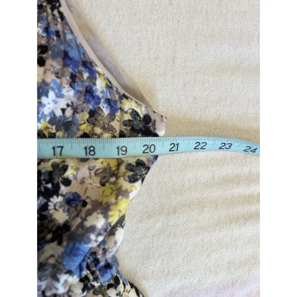 Lucky Brand Floral Elastic/Tie Waist Lined Maxi Dress Size XL V Neck Blue/Yellow - Image 7