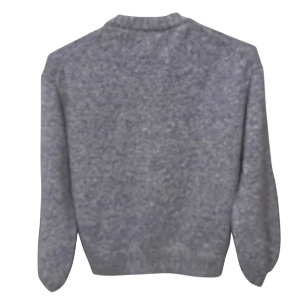 J. Crew Puff Sleeve Crew Neck Sweater‎ Purple Cotton Crew Neck Pullover Size L - Image 4