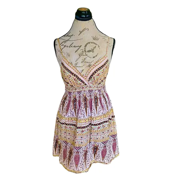 Rue21 Dress Mini Small Sleeveless Summer Winter Brown Cotton Short Boho Festival - Image 2