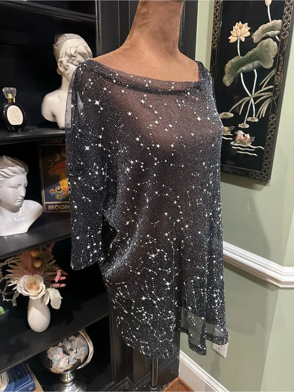 Sheer Silver Star Stretchy Shirt/Dress – One Size (XS–2XL Fit) - Image 8
