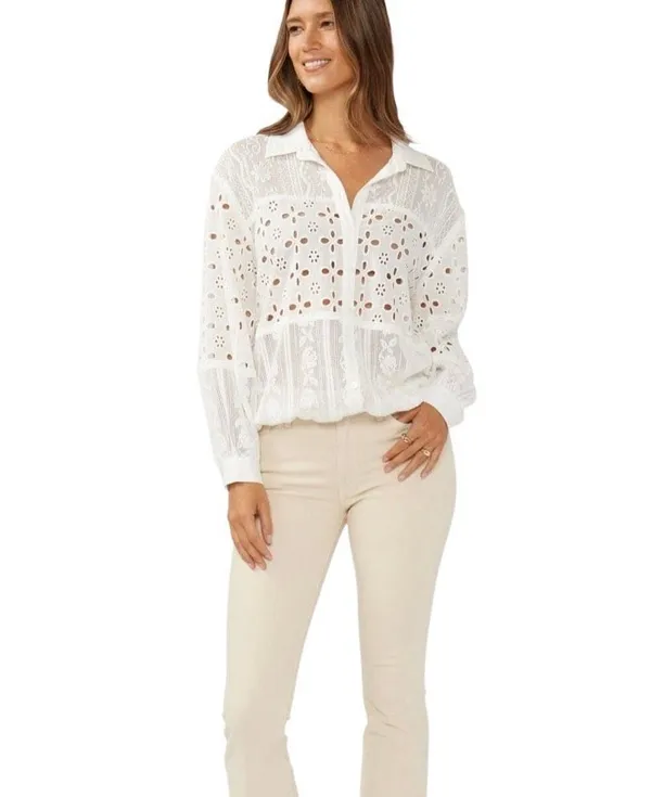 Lovestitch Patchwork Lace Eyelet Blouse Small - Image 5