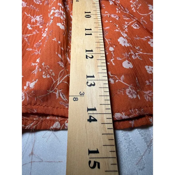 ASTR The Label Rust Floral Plisse Peplum Top Orange Size Large Boho Chic - Image 6