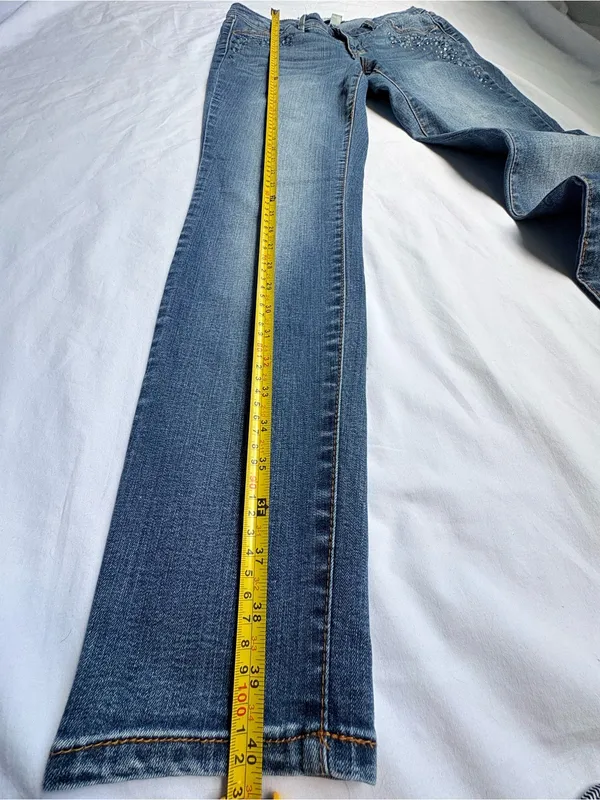 Vintage America Blues Boho Skinny Jeans 8/29 Floral Embroidered Embellished - Image 5