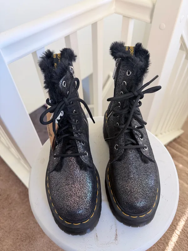 Dr. Martens Jadon Glitter Faux Fur Lined Platform Boots - Image 3