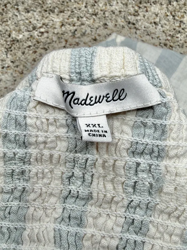 Madewell Linen Blend Abbie Crop Top in Stripe Glassware Blue White 2X NWOT NF238 - Image 5
