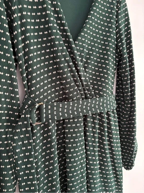 Anthropologie Maeve Malta Faux Wrap Belted Long Sleeve Mini Dress Size Medium - Image 4