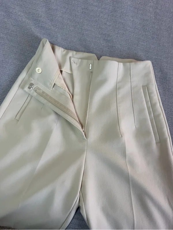 Zara Ivory High-Waist Tailored Trousers - Image 8