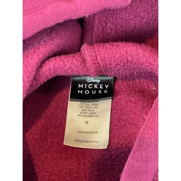 Disney Mickey & Minnie Hoodie Size M Burgundy Graphic Long Sleeve Sweatshirt - Image 4