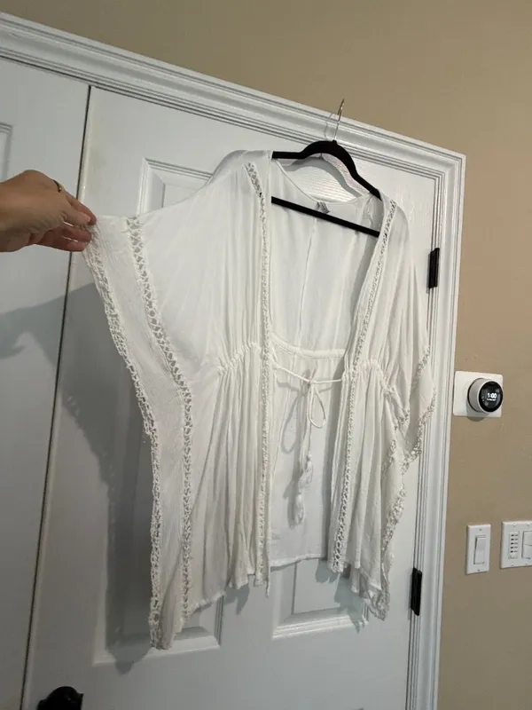RAVIYA Lace Detail Cream White Swimsuit Coverup Cover Up Size Large - Image 2