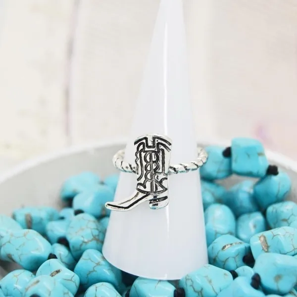 Silver Cowboy Boot Ring - Image 3