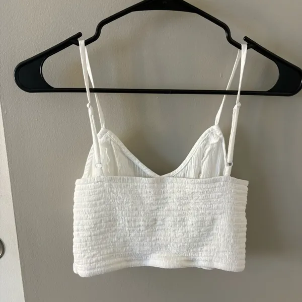 Aerie White Tie-in-Front Linen Like Crop Top Tank Size Women’s Small - Image 2