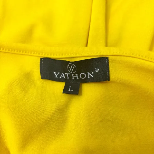 Yathon Yellow Ruched Front Midi‎ Sundress with Spaghetti Straps Size L - Image 7