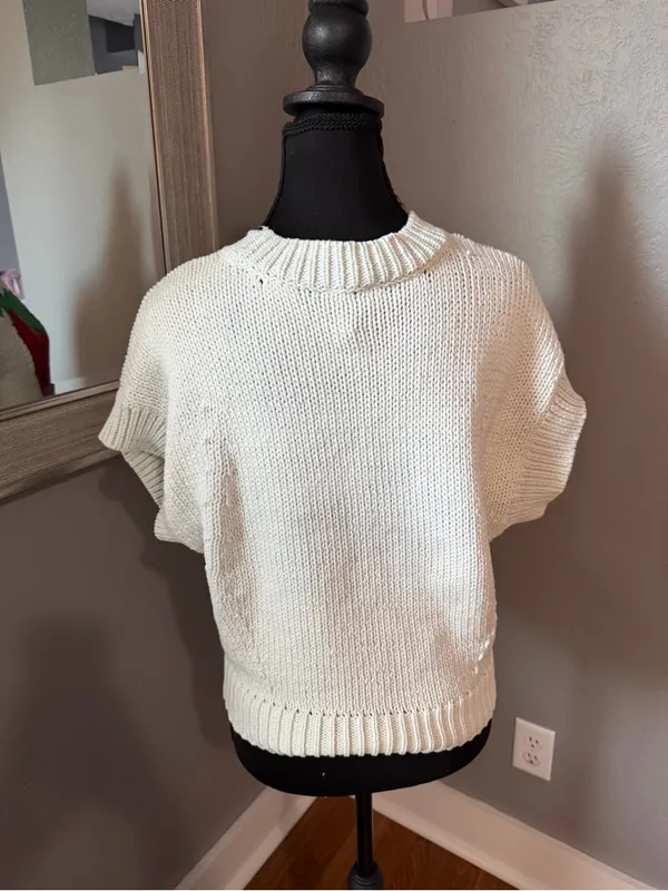 Maeve x Anthropologie Pippa Strawberry Crewneck Cap Sleeve Knit Sweater XS - Image 4