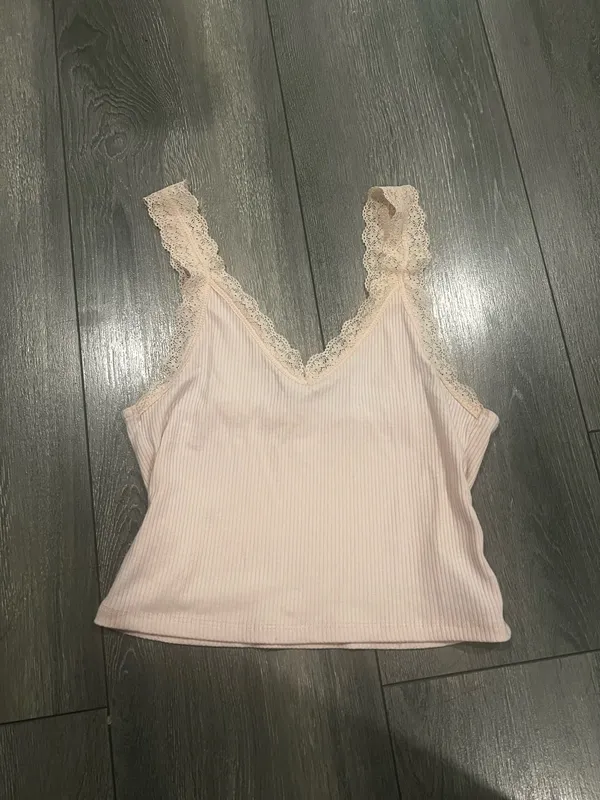 American Eagle Ribbed Pint Tank With Lace Hem - Image 2