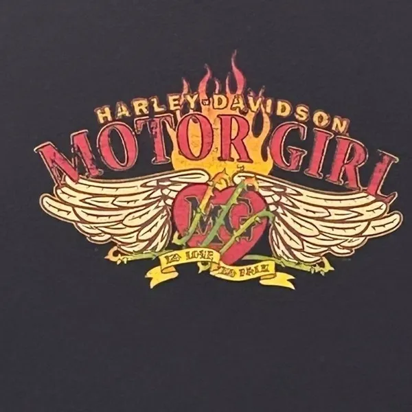 Harley‎ Davidson Y2k Motor Girl Baby Tee Black Large - Image 5
