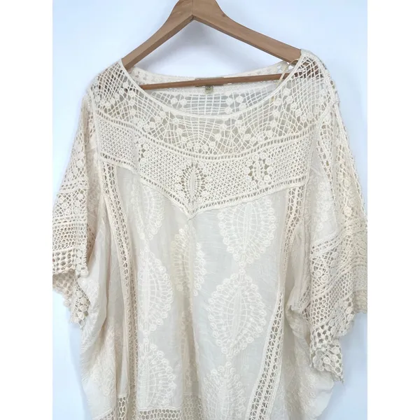 Democracy Womens 3X Top Cream Crochet Lace Boho Festival Minimalist Ethereal - Image 3