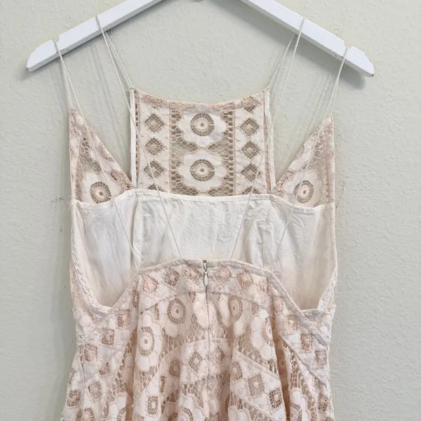 Free‎ People "Just Like Honey" ivory lace Mini dress Size 8 Boho Feminine - Image 6