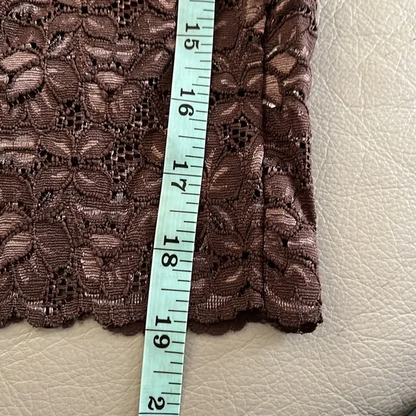 Y2K Brown Lace Built-In Bra Stretchy Cami Tank Top Size S - Image 8
