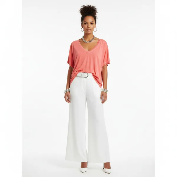 We The Free People Linen Blend Red Short Sleeve Tee T Shirt Top S - Image 5