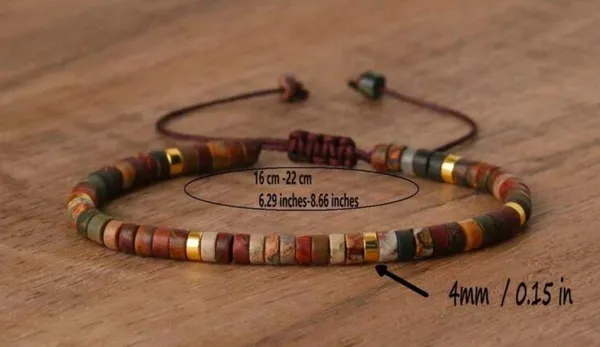 Unisex Healing Crystal Bracelet Handmade Beaded Rose Red Tiger’s Eye Stretch handmade - Image 3