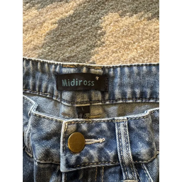 Midiross Jeans Light Wash Paint Splatter Distressed Barrel Leg Size L - Image 2